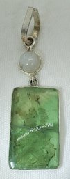 Sterling Silver Plated Natural Fluorite & Moonstone Pendant