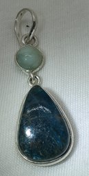 Sterling Silver Plated Apatite & Quartz Pendant