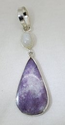 Sterling Silver Plated Spurrite & Moonstone Pendant