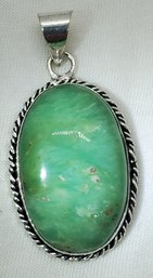 Sterling Silver Plated Huge Chrysoprase Pendant