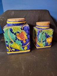 Italian Biscotti Jar Pair. No Chips.- - - - - - - - - - - - - - - - - - - - - - - - - - -- - - - - Loc: S1