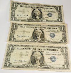 3  - 1957 $1  Blue Seal Silver Certificates