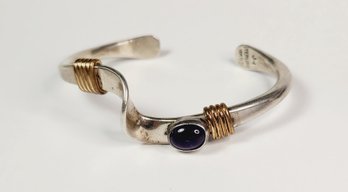 Stunning  Sterling Silver & 12k Gold Filled AMETHYST Bangle Cuff Bracelet