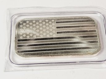 1 Oz .999 Fine PURE SILVER  PROOF Silver Bar -   American Flag