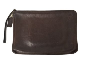 Vintage 1970's Coach Dark Brown Portfolio Leather Clutch With Talon Zipper