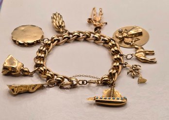 Gorgeous 14kt Gold Charm Bracelet With One-of-a-kind Miniatures! - 52.3 Grams Of Gold