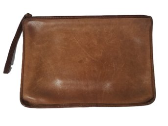 Vintage 1970's Coach Brown Portfolio Leather Clutch With Talon Zipper