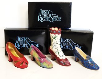 Set Of 4  'Just The Right Shoe' Collectible Miniature Shoe Figurines (Lot 4)