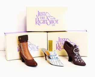 Set Of 3 Lovely 'just The Right Shoe' Miniature Collectible Shoes One With COA (Lot 6)