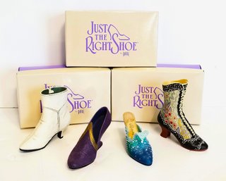 Gorgeous Set Of Four 'Just The  Right Shoe' Miniature Shoes One With COA  (Lot 7)