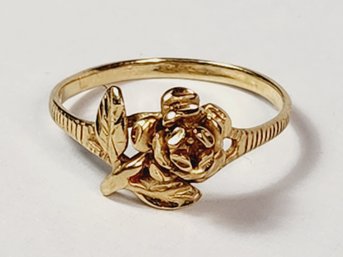 Unique 10k  Yellow Gold  Carved Rose Ring