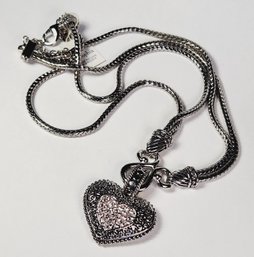 New Heavy Lia Sophia Silver Tone Filigree Heart Necklace