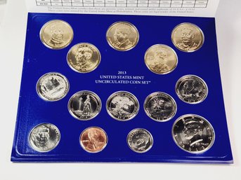 2013 Uncirculated Mint Set Philadelphia Mint Including Presidential Dollars (14 Coins)