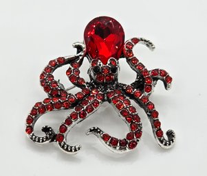 Cute Red Octopus Brooch