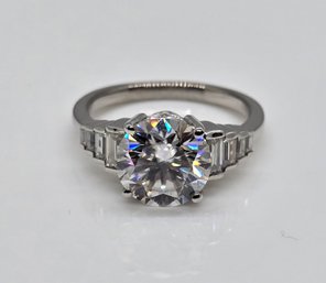 Moissanite Ring In Platinum Over Sterling