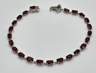 Red Garnet Bracelet In Platinum Over Sterling