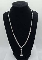 Platinum Over Sterling Multi Layer Tassel Chain Necklace