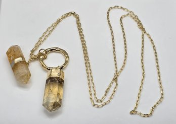 Brazilian Citrine Necklace In Gold Tone