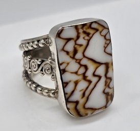 Sajen Silver African Shell Ring In Sterling