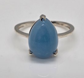 Light Blue Jade Ring In Sterling Silver