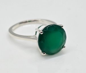 Green Onyx Ring In Sterling Silver