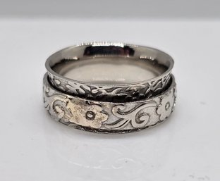 Size 7 Flower Spinner Ring In Sterling