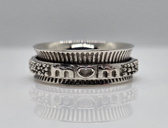 Size 8 Mom Sterling Silver Spinner Ring