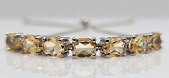 Citrine Bolo Bracelet In Platinum Over Sterling