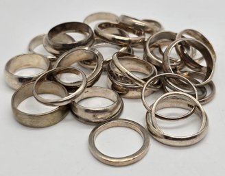 Huge Lot Of 30 Vintage Sterling Silver Rings - 75 Grams