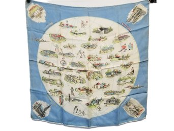 Vintage World Panorama Novelty Hankie Scarf