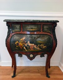 Antique Hand Painted French Louis XV Style Vernis Martin Bombe Commode With Ormolu Mountings