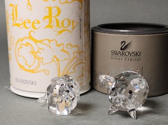 Swarovski Crystal Lee-Roy The Lion & Pig With Original Boxes