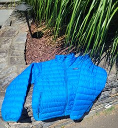 Patagonia Electric Blue Puffer.  Navy Interior. No Tears. - - - - -  - - - - - - - - - - - - - - - Loc: L Room