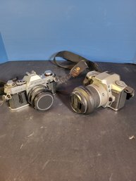 Vintage Camera Group. Canon AE-1 And Minolta Maxxum 5.  - - - - - - - - - - - - - - - - - - Loc Laundry Room