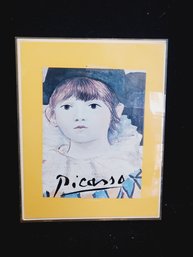 Vintage Pablo Picasso Paul En Arlequin Acrylic Framed Poster