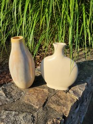 Mantle Vase Pair.  Alabaster Look On The Tall One. - - - - - - - - - - - - - - - - - - - - - - - - Loc: Cab1