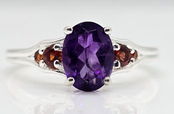 Amethyst & Garnet Ring In Sterling