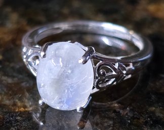 Rainbow Moonstone Ring In Sterling