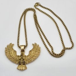 Eagle Pendant Necklace In Plated Yellow Gold Stainless Steel