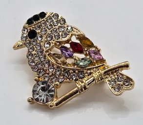 Pretty Jeweled Bird Brooch