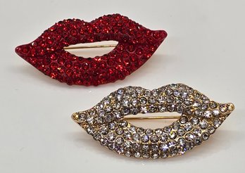 Red & White Lips Brooches