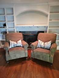 Ethan Allen Accent Chair Pair.  Beautiful Ultra Suede Upholstery.