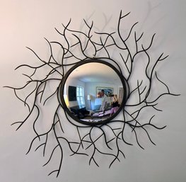 Fabulous Modern Forged Iron Convex Tree Branch Mirror In Great Condition!