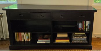 Black Campaign Style Media Console / Bookcase