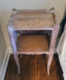 Cute Little Tray Edge Side Table With A White-washed Pickled Finish And Slight Cabriole Legs