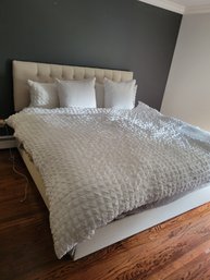 King Bed And Bedding. No Mattress Or Box Spring