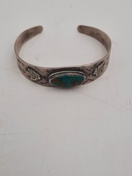 Old Pawn Native American Bracelet With Turquoise Cabochon