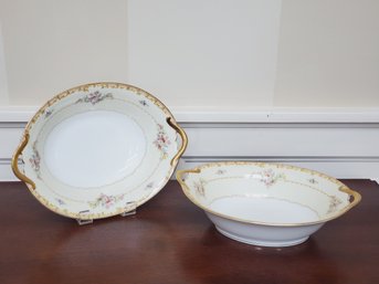 Two Vintage NORITAKE 592 Belvior China Handled Oval Serving Bowls