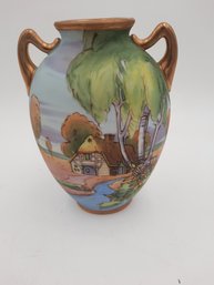 Fine Antique Hand Painted Japanese Nippon Scenic Vase