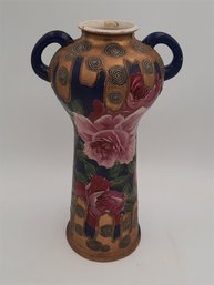 Large Antique Japanese Satsuma Royal Blue Porcelain Double-handled Vase- Large 16' Height